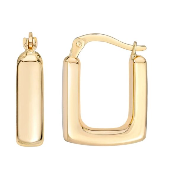 14kt Yellow Gold Square Hoop Earrings-solid gold-Costco jewelry-NEW